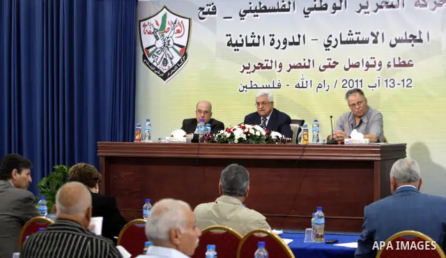 Palestinian President Mahmoud Abbas (Abu Mazen) during a meeting with the Advisory Council of the Fatah movement in the West Bank city of Ramallah on Aug.12, 2011. Photo by Thaer Ganaim