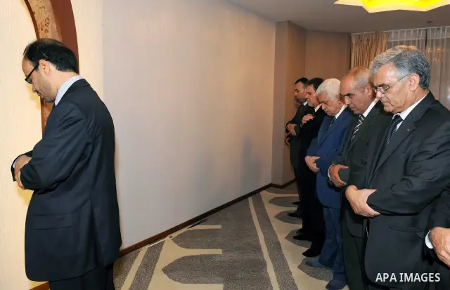 Palestinian President Mahmoud Abbas (Abu Mazen)during the Maghrib prayer in the Bosnian capital Sarajevo, on 14, Aug, 2011. Photo by Thaer Ganaim