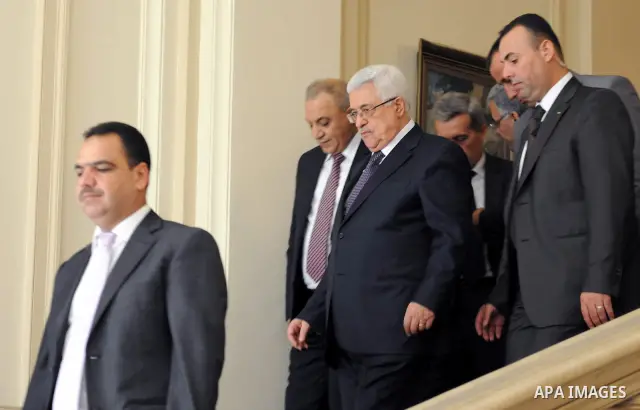 Palestinian President Mahmoud Abbas (Abu Mazen) during a meeting with Bosnian Presidency Chairman, Alija Begovic Packer and members of the Council in the Bosnian capital, Sarajevo on aug. 15, 2011. Photo by Thaer Ganaim