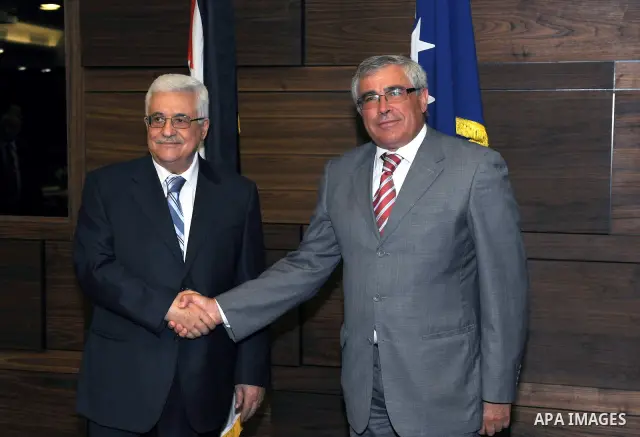 Palestinian President Mahmoud Abbas (Abu Mazen) during a meeting with Serbian Foreign Minister in the Bosnian capital, Sarajevo on Aug. 15, 2011. Photo by Thaer Ganaim