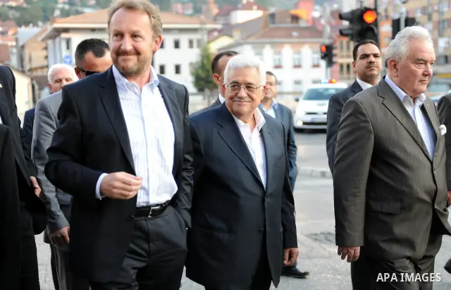 Palestinian President Mahmoud Abbas (Abu Mazen) during a tour in the city of Sarajevo on Aug. 15, 2011. Photo by Thaer Ganaim
