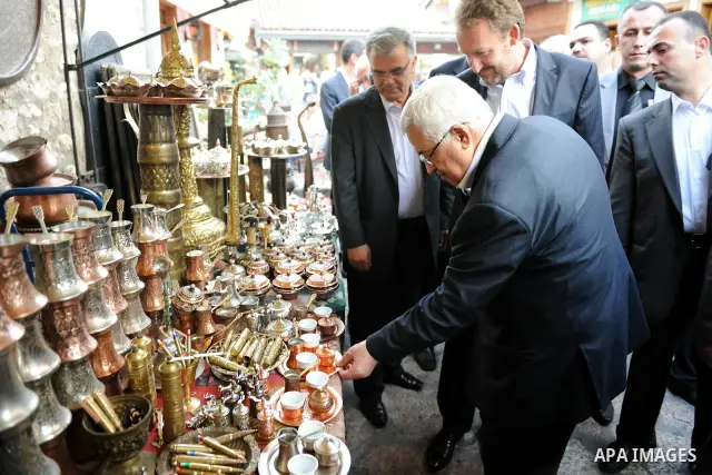 Palestinian President Mahmoud Abbas (Abu Mazen) during a tour in the city of Sarajevo on Aug. 15, 2011. Photo by Thaer Ganaim