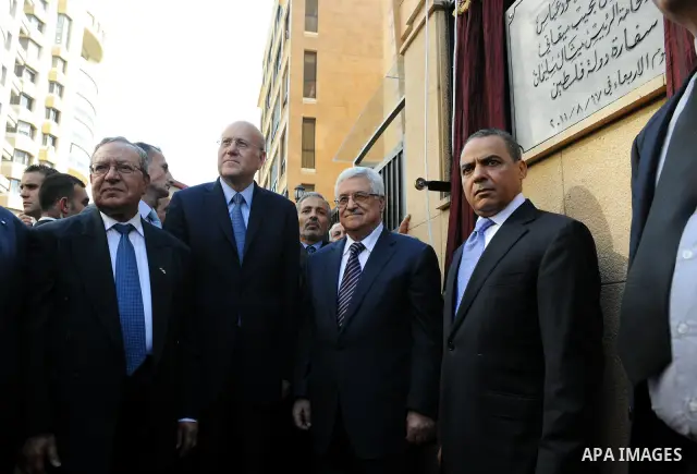Palestinian president Mahmud Abbas attends the inauguration of the Palestinian embassy in Beirut, Lebanon, Wednesday, Aug. 17, 2011. Photo by Thaer Ganaim