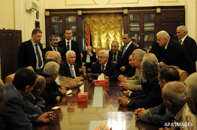 Palestinian president Mahmud Abbas meets with representatives of Palestinian factions in Beirut, Lebanon, Wednesday, Aug. 17, 2011. Photo by Thaer Ganaim