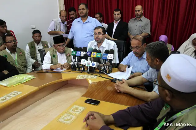 Member of the Palestinian Ministry of Health delivers speech during signing of an agreement with the Malaysian delegation, for the construction of Children's Hospital and Women in Gaza city on Aug. 18, 2011. Photo by Moh...
