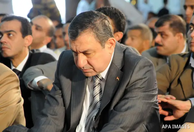 Egyptian Prime Minister, Essam Sharaf attends the last Friday prayers of the holy month Ramadan at a mosque in Cairo on August 26,2011. Egyptian security has been boosted around the Israeli embassy ahead of a protest whi...