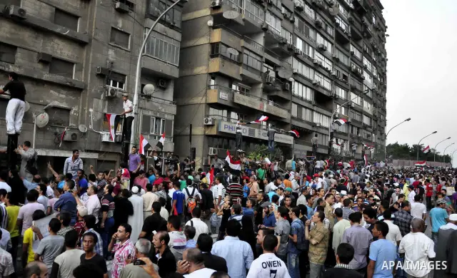 Egyptian protesters dismantle the concrete wall which was built in front of the Israeli embassy, in Cairo, Egypt, 09 September 2011. Security forces had built the wall in an attempt to secure the embassy after a series o...