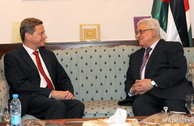 Palestinian President Mahmoud Abbas (Abu Mazen) meets with German Foreign Minister, Guido Westerwelle in the West Bank city of Ramallah on Sep. 11, 2011. Photo by Thaer Ganaim