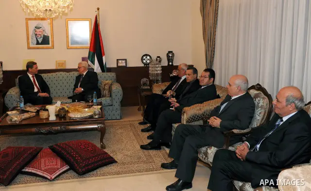 Palestinian President Mahmoud Abbas (Abu Mazen) meets with German Foreign Minister, Guido Westerwelle in the West Bank city of Ramallah on Sep. 11, 2011. Photo by Thaer Ganaim