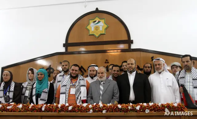 Palestinian Legislative Council members meet with members of the delegation of the International Alliance of Egypt to end the siege on Gaza, in Gaza city on Sep. 13, 2011. Photo by Mohammed Asad