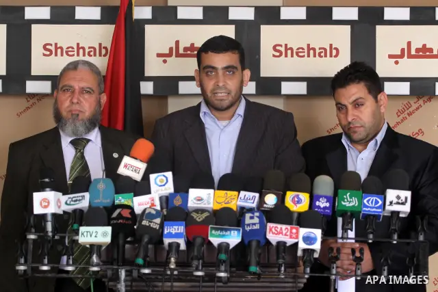 Member of the Palestinian Free Movement delivers speech during a press conference in Gaza city on Sep. 17, 2011 . Photo by Mohammed Asad