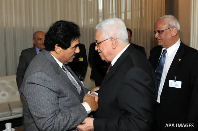 Palestinian President Mahmoud Abbas (Abu Mazen) during a meeting with Kuwaiti Prime Minister, in New York on Sep. 21, 2011 Photo by Thaer Ganaim