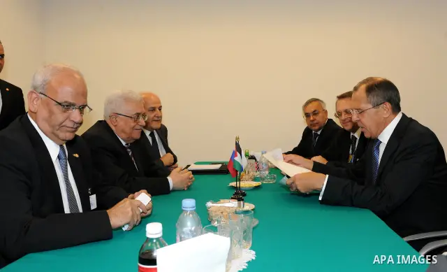 Palestinian President Mahmoud Abbas (Abu Mazen) during a meeting with Russian Foreign Minister Lavrov, in New York on Sep. 21, 2011 Photo by Thaer Ganaim