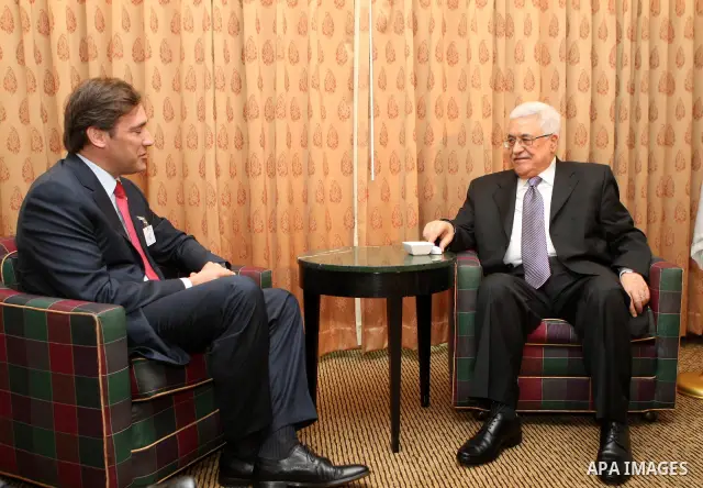 Palestinian President Mahmoud Abbas (Abu Mazen) meets with Portuguese Prime Minister, Pedro Passos in New York on Sep. 23, 2011. Photo by Mufeed Abu Hasnah