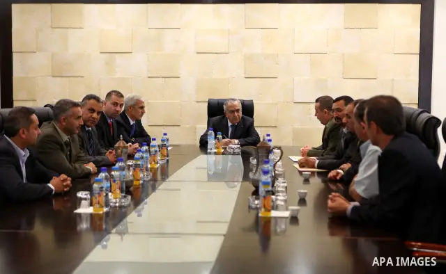 Palestinian Prime Minister, Salam Fayyad during his meeting with the governing body of the Association of academics in the West Bank city of Bethlehem on Sep. 25, 2011. Photo by Mustafa Abu Dayeh
