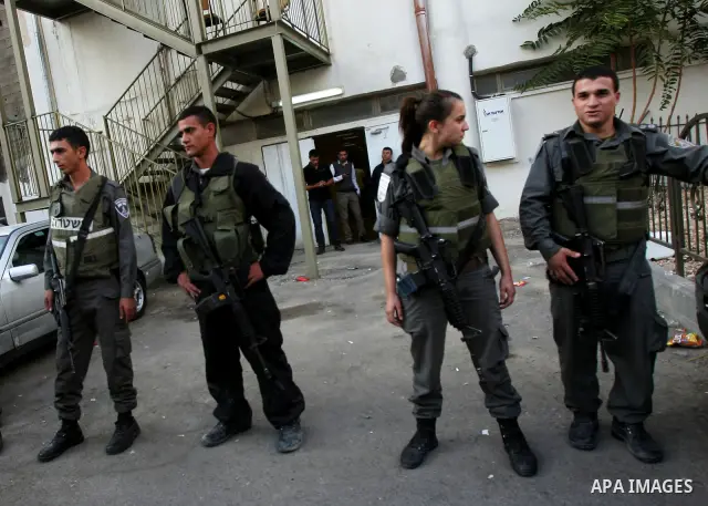 Israeli soldiers try to stop Palestinian conference, Jerusalem, Israel, on Sept. 25, 2011. Where Israeli police stormed a hotel in Jerusalem to prevent a Palestinian education curriculum conference. Photo by Mahfouz Abu...