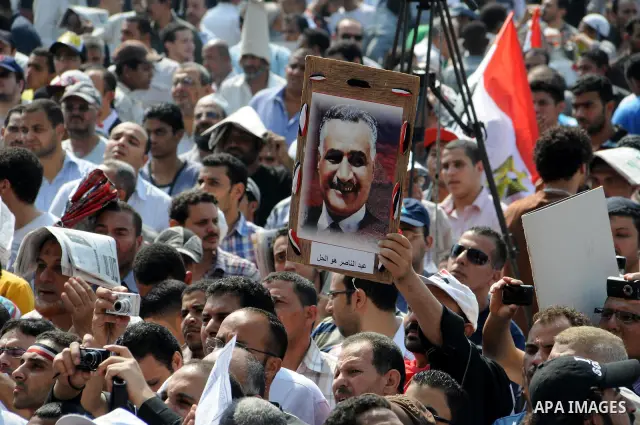 Egyptian demonstrators chant slogans during a protest at Tahrir Square in Cairo, Egypt, Friday, Sept. 30, 2011. Several thousand Egyptians are protesting against the country's military ruler's decision to retain the much...
