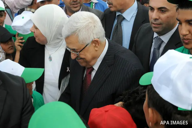 Palestinian President Mahmoud Abbas (Abu Mazen) during his visit to the events hosted by the children of Palestine to support the efforts of the Palestinian leadership at the United Nations, in the West Bank city of Rama...