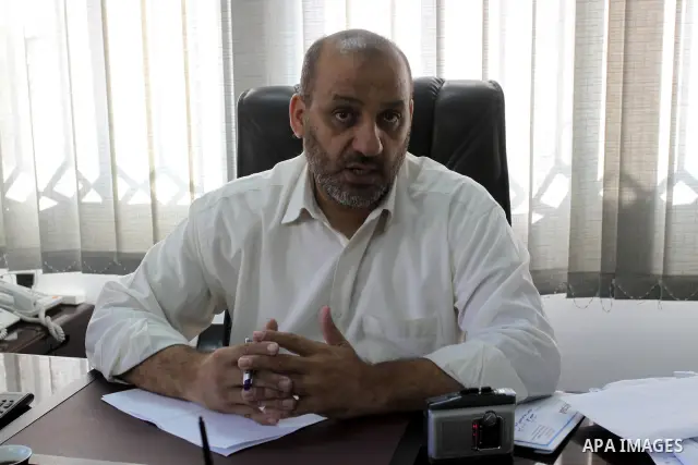 Palestinian Minister of Youth and Sports and Culture, Mohammed al-Madhoun delivers speech about the International book exhibition, in Gaza city on Oct. 2, 2011. Where the exhibition will be opened after a few days from 5...
