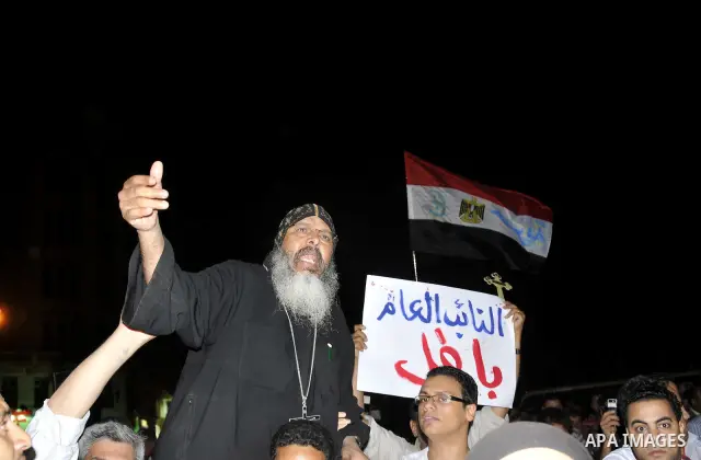 Hundreds of Egyptian Coptic Christians demonstrate outside the High Court building in Cairo on Oct. 4, 2011, because of the burning of Aswan Church. Photo by Ahmed Asad