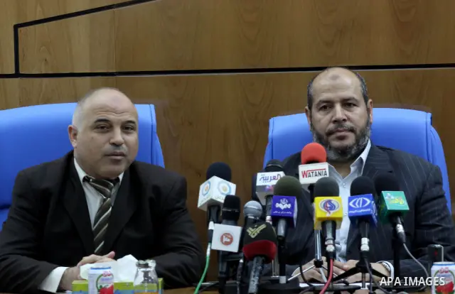 Senior Palestinian Hamas leader, Khalil al-Heah delivers speech during a press conference in Gaza city on Oct. 6,2011. Photo by Mohammed Asad