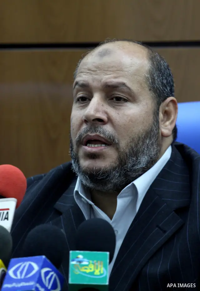 Senior Palestinian Hamas leader, Khalil al-Heah delivers speech during a press conference in Gaza city on Oct. 6,2011. Photo by Mohammed Asad