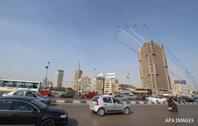Egyptian military aircrafts make colored smoke during an air show in Cairo, Egypt Thursday, Oct. 6, 2011. Egypt marked the 38th anniversary of the Oct. 6 Arab-Israeli war in 1973 on Thursday. In 1973 Egypt and Syria took...