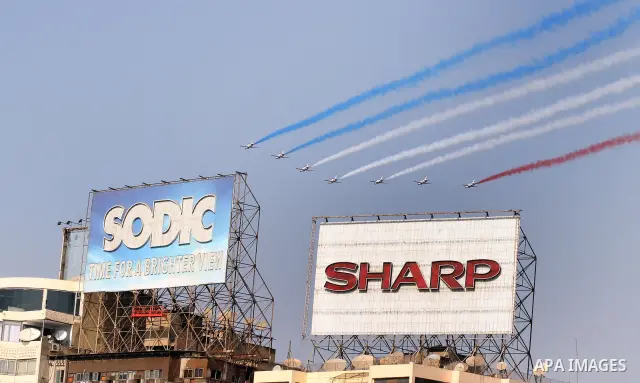 Egyptian military aircrafts make colored smoke during an air show in Cairo, Egypt Thursday, Oct. 6, 2011. Egypt marked the 38th anniversary of the Oct. 6 Arab-Israeli war in 1973 on Thursday. In 1973 Egypt and Syria took...