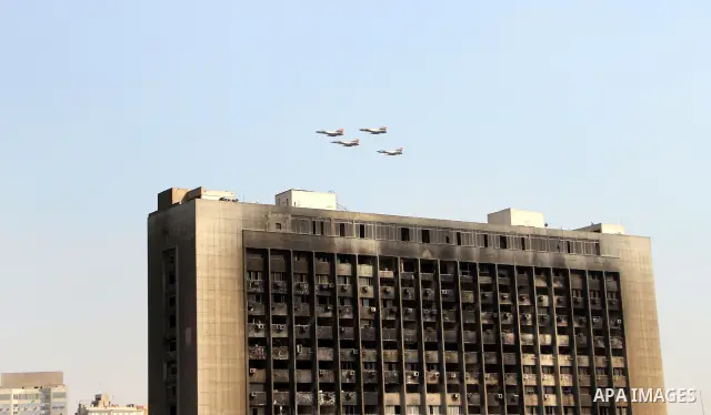 Egyptian military aircrafts fly during an air show in Cairo, Egypt Thursday, Oct. 6, 2011. Egypt marked the 38th anniversary of the Oct. 6 Arab-Israeli war in 1973 on Thursday. In 1973 Egypt and Syria took advantage of t...