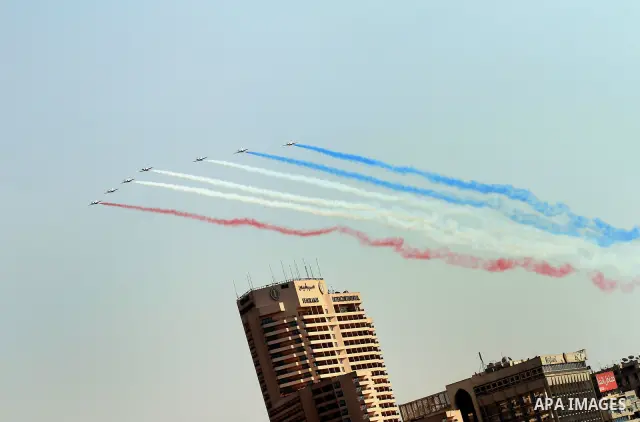 Egyptian military aircrafts make colored smoke during an air show in Cairo, Egypt Thursday, Oct. 6, 2011. Egypt marked the 38th anniversary of the Oct. 6 Arab-Israeli war in 1973 on Thursday. In 1973 Egypt and Syria took...