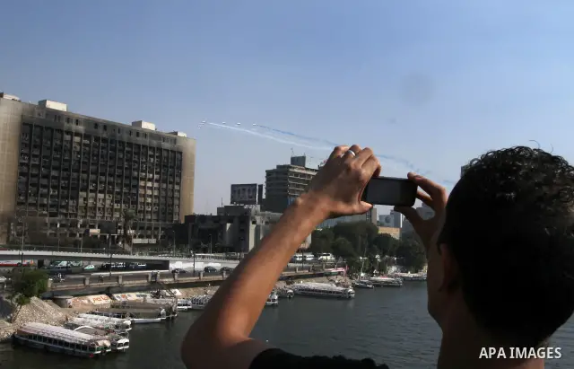 Egyptian military aircrafts make colored smoke during an air show in Cairo, Egypt Thursday, Oct. 6, 2011. Egypt marked the 38th anniversary of the Oct. 6 Arab-Israeli war in 1973 on Thursday. In 1973 Egypt and Syria took...