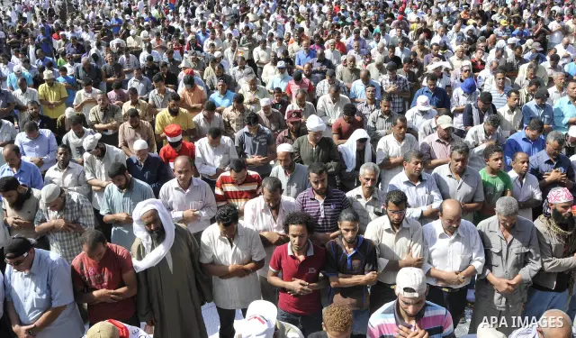Egyptian demonstrators attend Friday prayers during a weekly protest in Tahrir Square, Cairo, Egypt, Friday, Oct. 7, 2011. Thousands of Egyptians protested Friday against the country's military rulers decision to retain...
