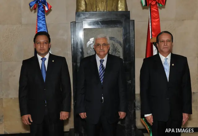 Palestinian President Mahmoud Abbas (Abu Mazen) during a speech at the extraordinary session of the Parliament of the Dominican Republic in Santo Domingo. OCT.07.2011. Photo by Thaer Ganaim