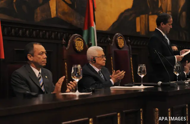 Palestinian President Mahmoud Abbas (Abu Mazen) during a speech at the extraordinary session of the Parliament of the Dominican Republic in Santo Domingo. OCT.07.2011. Photo by Thaer Ganaim