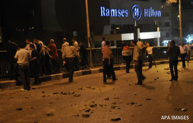 Coptic Egyptian demonstrators gather by during cashes with Egyptian Army soldiers following a demonstration in Cairo, Egypt Sunday, Oct. 9, 2011. Egyptian state television reports at least one soldier has been killed in...