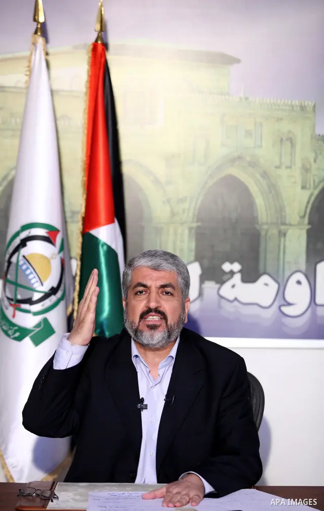 Hamas leader Khaled Mashaal, talks during a press conference on prisoner exchange deal between Israel and Hamas, in Damascus, Syria on Oct. 11,2011. Both the Islamic Hamas Movement and Israeli Prime Minister Benjamin Net...