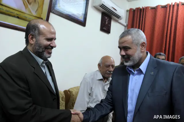 Palestinian prime minister Ismail Haniyeh in Gaza Strip, during meeting with Palestinian factions leaders in his house in Gaza city, oct. 15, 2011. Israeli soldier Gilad Shalit will be freed from five years of captivity...