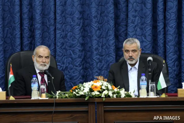 Palestinian prime minister Ismail Haniyeh in Gaza Strip, during meeting with Members of the government Palestinian To discuss the prisoner deal in Gaza city, oct. 16, 2011. Israeli soldier Gilad Shalit will be freed from...