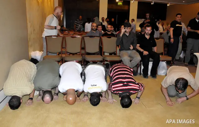 Palestinian released prisoners gather for a meeting with Hamas political leader Khaled Meshal, not pictured, in Cairo, Egypt, Tuesday, Oct. 18, 2011. Hundreds of Palestinians freed from Israeli prisons in exchange for th...