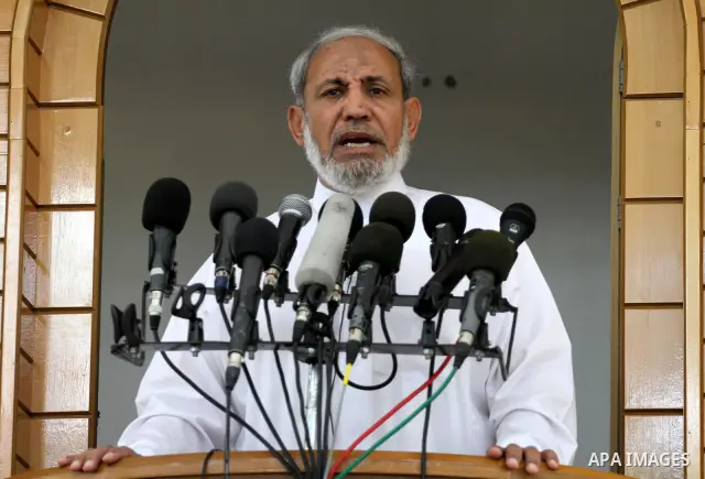 Hamas leader Mahmoud al-Zahar attends Friday prayer with Freed Palestinian prisoners in Gaza City on October 21, 2011. Hamas rulers are enjoying a surge in popularity following the release earlier this week of 477 Palest...