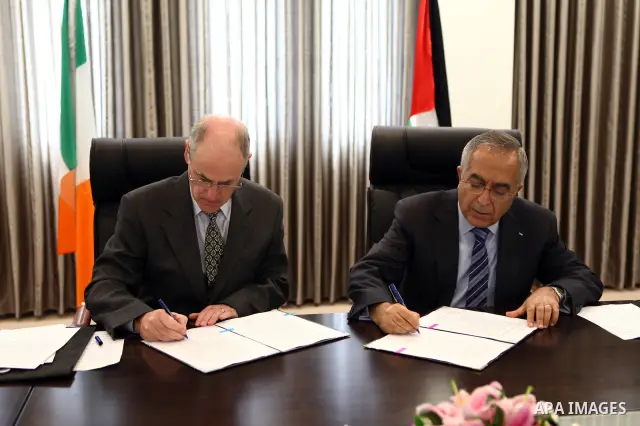 Palestinian Prime Minister Salam Fayyad during a signing ceremony with the Irish government on Oct. 24, 2011, in Ramallah City. Photo by Mustafa Abu Dayeh