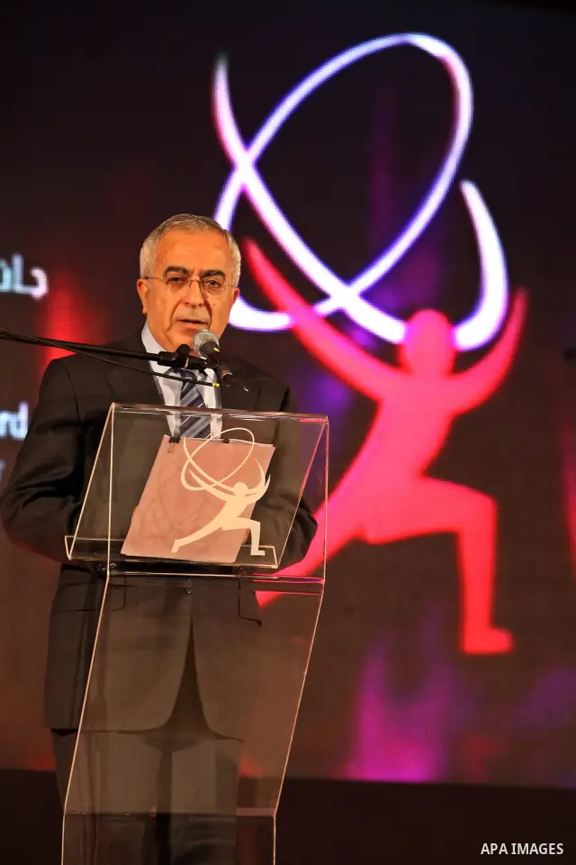 Palestinian Prime Minister Salam Fayyad during his participation in the ceremony Palestine International Award for Excellence and Innovation in Nablus city, Oct. 24. 2011. Photo by Mustafa Abu Dayeh