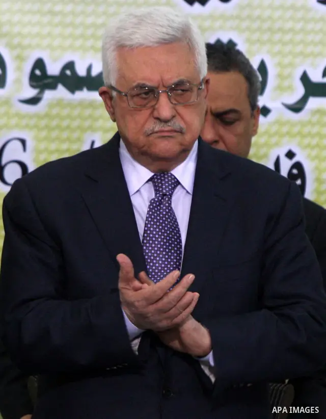 Palestinian Authority president and head of the Fatah movement Mahmud Abbas attends a Fatah "Revolutionary Council" meeting in the Palestinian West Bank city of Ramallah along with top officials on October 26, 2011, as t...