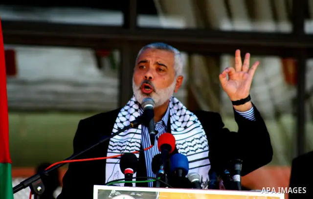 Palestinian prime minister in Gaza Strip, Ismail Haniya attends a celebration with prisoners, who released in a recent swap between Hamas and Israel, organised by Hamas movement in Gaza city on October 27, 2011. The Egyp...