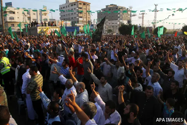 Palestinians take part in a celebration of the recent release of hundreds of Palestinians by Israel in the central Gaza Strip, Friday, Oct. 28, 2011. Hundreds of Palestinians were released in exchange for captured Israel...