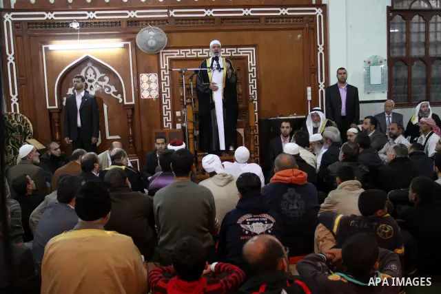 Palestinian prime minister in Gaza Strip, Ismail Haniya attends the prayers of Eid al-Adha celebrations in Gaza City, Sunday, Nov. 6, 2011. Muslims worldwide celebrate Eid al-Adha, or the Feast of the Sacrifice, by sacri...