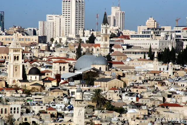 A view shows the resurrection church near the Al-Aqsa Mosque compound, Islam's third holiest site, in Jerusalem's Old City on November 14, 2011. Photo by Mahfouz Abu Turk.