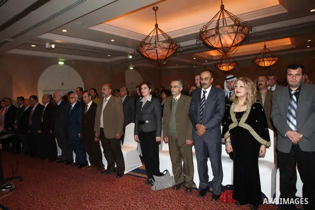 Palestinian Prime Minister Salam Fayyad during his Honored Beit Jala company For the pharmaceutical industry and obtaining a certificate of quality European in Bethlehem on Nov. 14, 2011. Photo by Mustafa Abu Dayeh