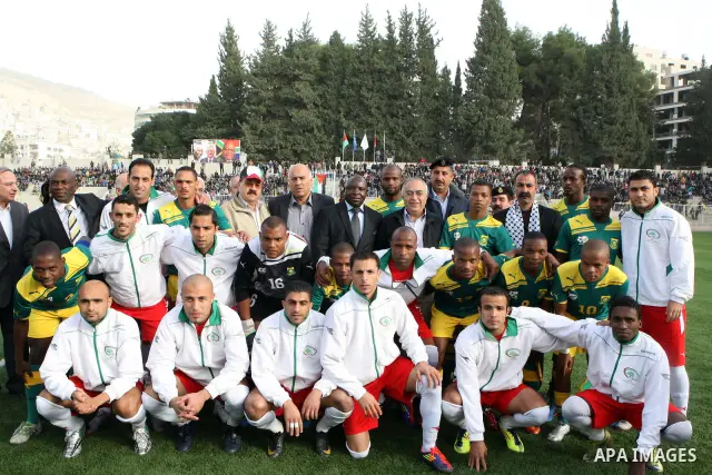 Palestinian Prime Minister, Salam Fayyad attends the match between Palestine national team and South Africa team in the West Bank city of Nablus on Nov. 15, 2011. Photo by Mustafa Abu Dayeh