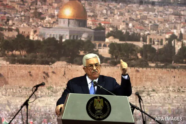 Palestinian president Mahmud Abbas addresses the Palestinian leadership on November 16, 2011 in the West Bank city of Ramallah. The address was timed to mark seven years since the death of veteran leader Yasser Arafat an...